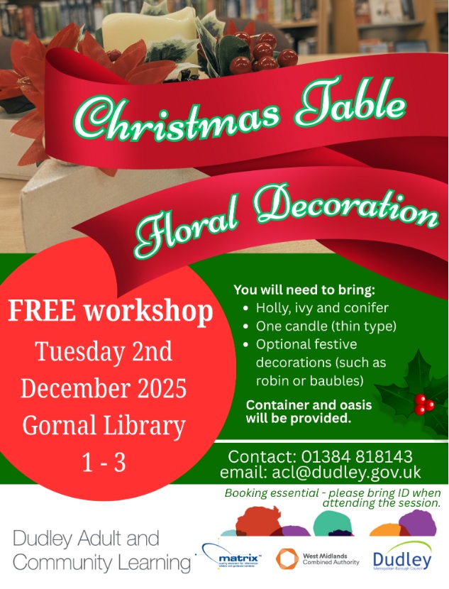 Gornal Library - Christmas Table Floral Decoration